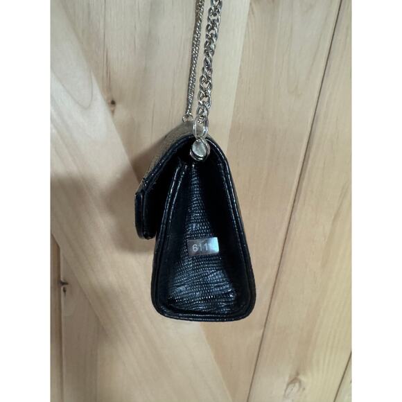 Stella Page | Black Leather Silver Hardware Red Sparkle Decoupage Chain Purse - Picture 5 of 13